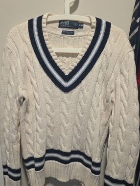 Polo by Ralph Lauren Cable Cricket Classic Knit V-Neck Sweater
